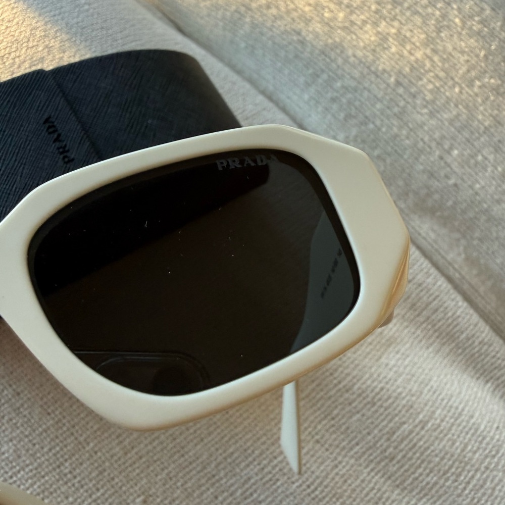 Prada White Rectangle Frame Sunglasses - image 3